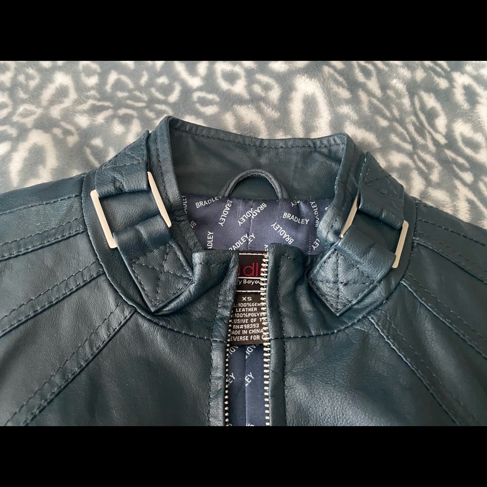 Bradley Bayou Teal Leather Jacket - Picture 8 of 9